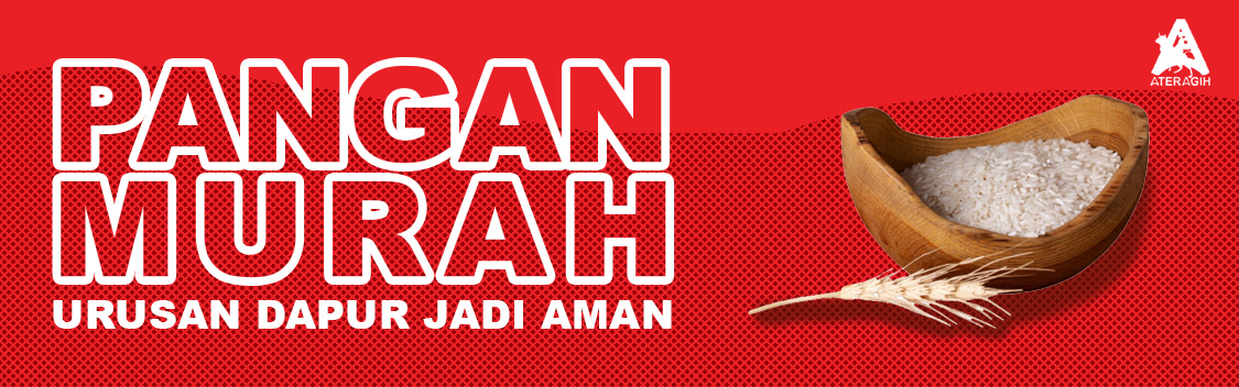 Ilustrasi pangan murah ATERAGIH menampilkan beras, minyak goreng, gula pasir, mie instan, dan tepung, sebagai produk kebutuhan pokok dengan harga terjangkau dari Madura